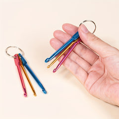 3pcs Crochet Needles Mini Aluminum Keychain DIY Crafts Tools Random