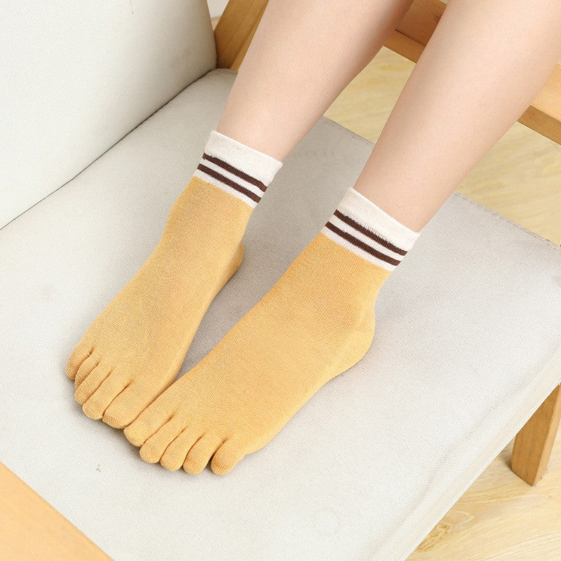 Striped Toe Socks Crew Sock for Running Women