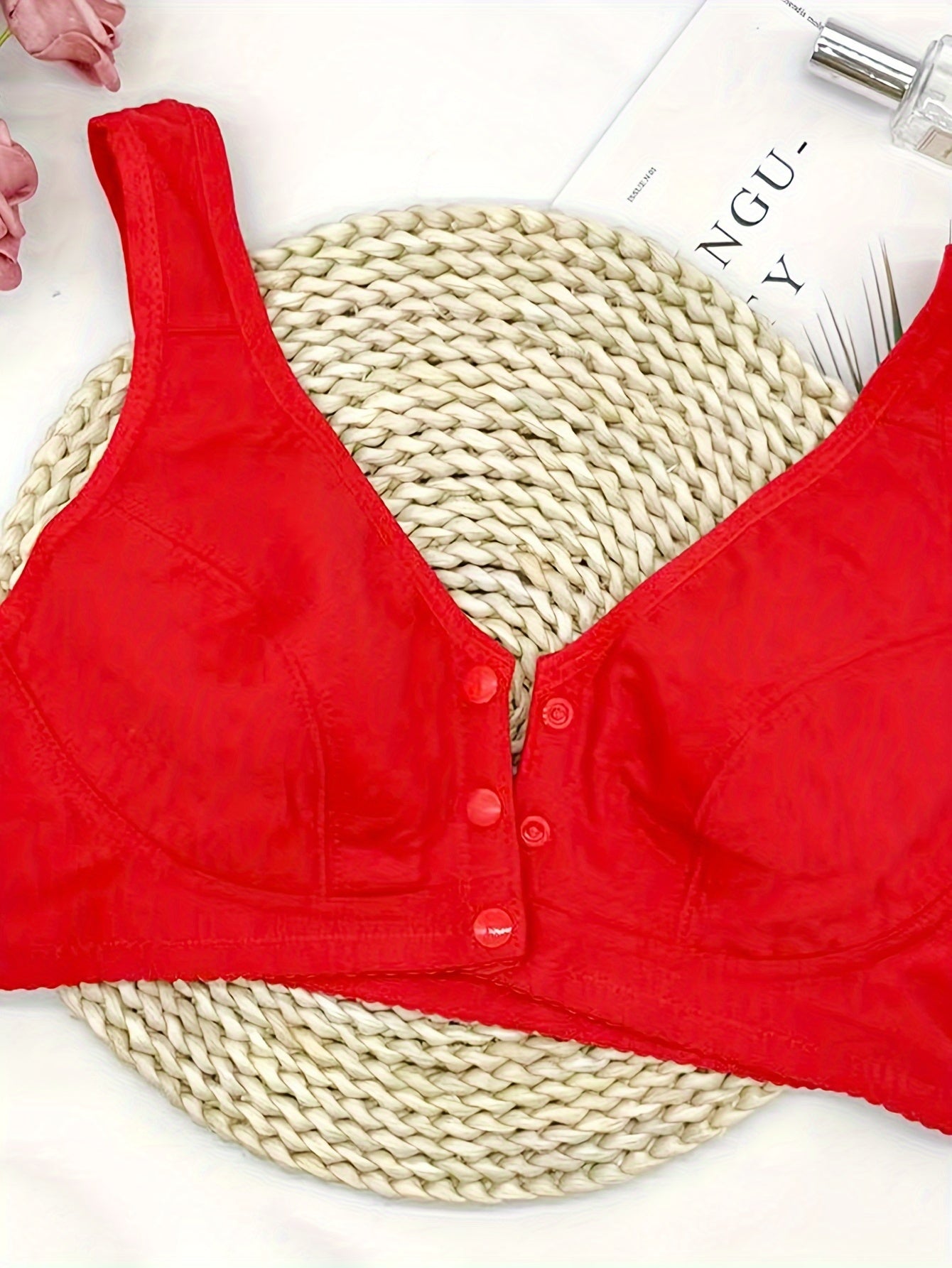Front Buckle Wireless Bra Comfy & Breathable Wide Straps Bra