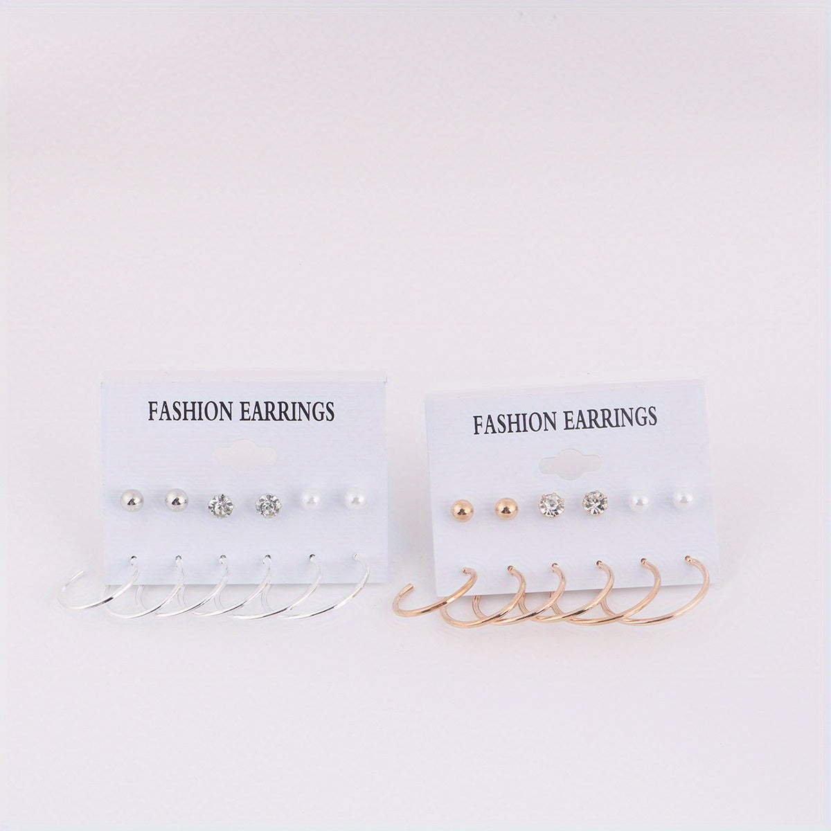 12pairs Geometric Gold Silver Stud Earrings Set