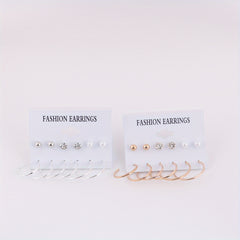 12pairs Geometric Gold Silver Stud Earrings Set