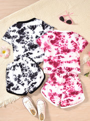Girls Tie Dye T Shirt Set & Shorts Summer Clothes