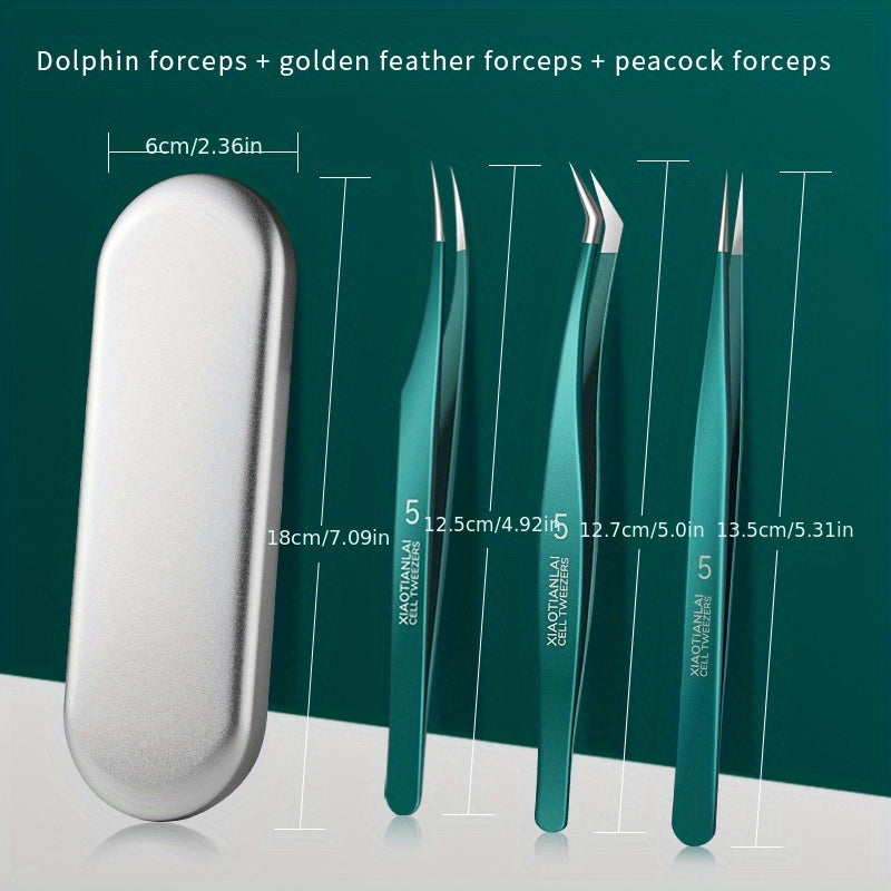 3pcs Eyelash Extension Tweezers Set Makeup Tools