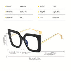 Women Oversized Square Cat Eye Glasses Vintage Retro Eyeglasses