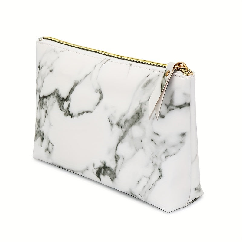 Marble Pattern Cosmetic Bag Travel Portable Water Resistant Zipper Pouch