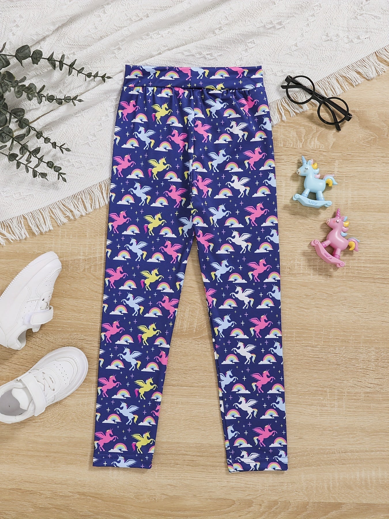 Toddler Girls Rainbow Unicorn Graphic Athletic Leggings