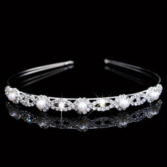 Rhinestone Double Layer Queen Crown Tiara Headband Bridal Wedding Hair Accessory