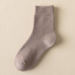 Chunky Knit Crew Socks Warm Winter Cotton Blend Women's Stockings