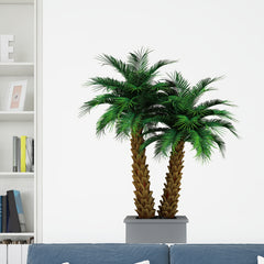 Green Pot Plants Leaves Wall Decal Tropical Potted Plants Wall Sticker