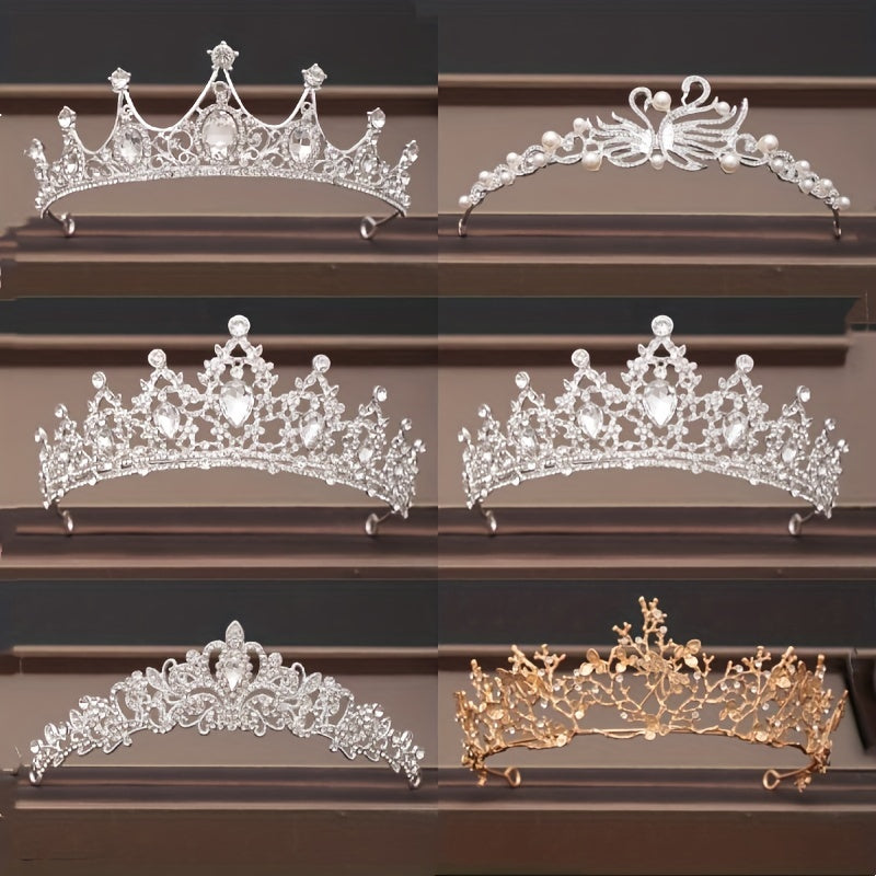 Baroque Rhinestone Crown Crystal Tiara Bridal Party Crown