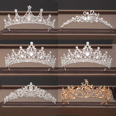 Baroque Rhinestone Crown Crystal Tiara Bridal Party Crown
