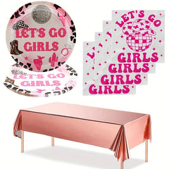 Pink Cowgirl Party Tableware Set Disposable Paper Plates & Napkins