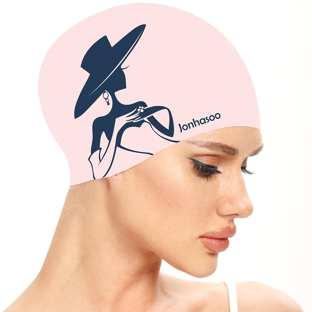 Stylish Plus Size Waterproof Silicone Swim Hat for Women