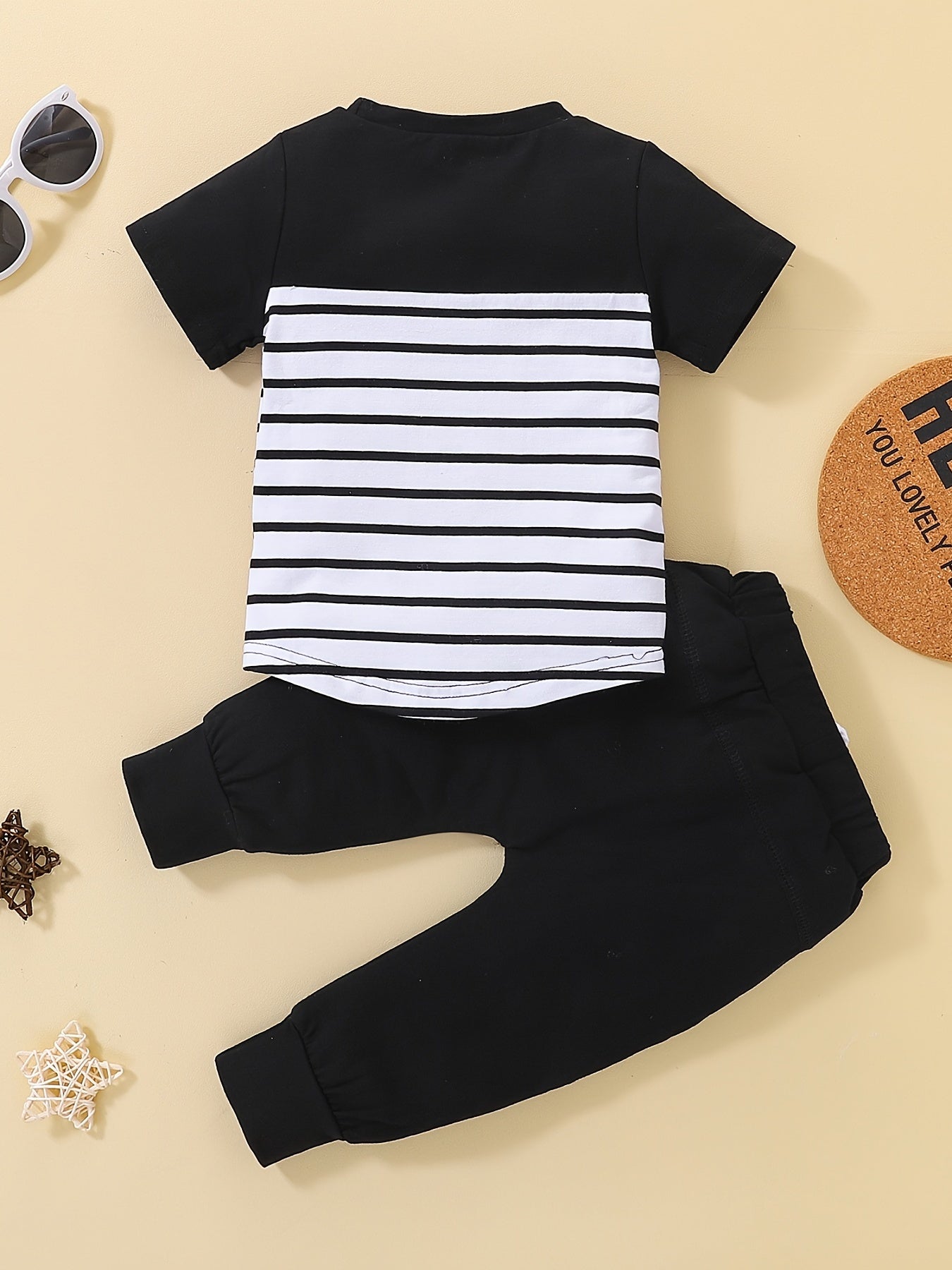 Baby Boys Striped Top Drawstring Sweatpants Set