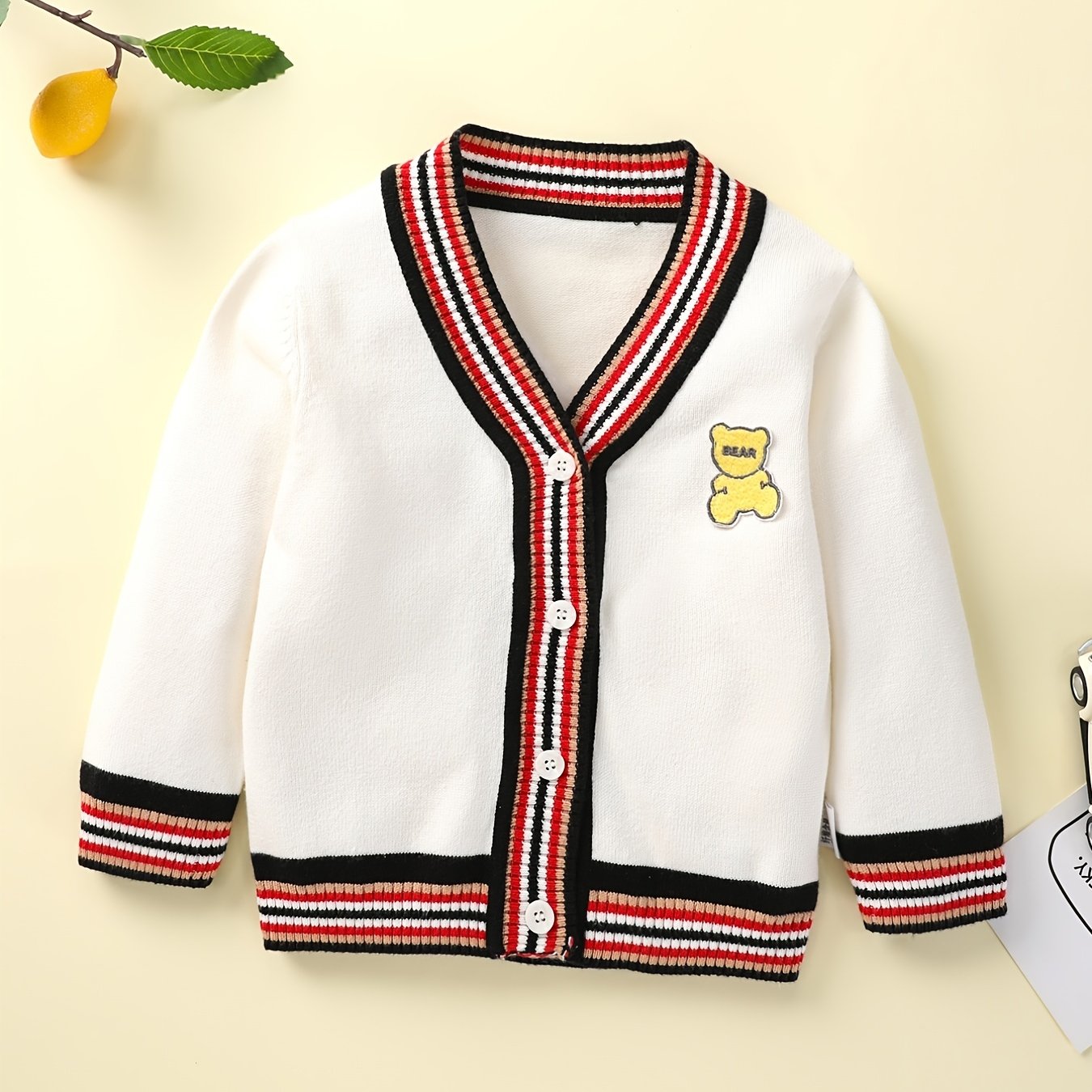 Toddler Boys Block Knit Cardigan V neck Button Up Sweater Kids Clothes