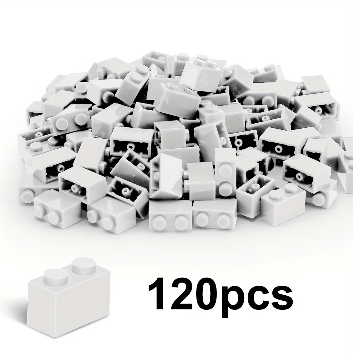 120pcs 1x2 Building Blocks 16 Colors Pink Orange Yellow Green Purple ABS Plastic