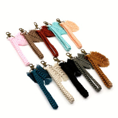Boho Leaf Tassel Keychain Wrist Lanyard for Keys