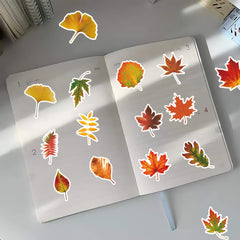 50pc Maple Leaves Stickers Adhesive Foam Fall Leaves Thanksgiving Party Decor