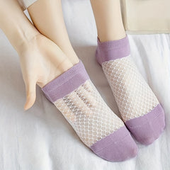 Girls Non-slip Invisible Heeled Socks Breathable Mesh Low Cut Ankle