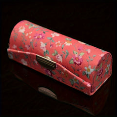 Chinese Vintage Jewelry Box Mirror Floral Pattern Lipstick Case Travel
