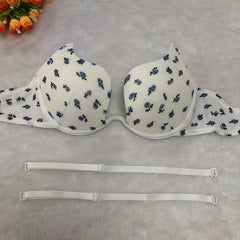 Floral Print Plunge Bra Push Up Lingerie