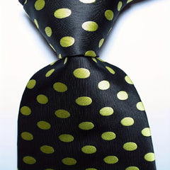 Men's Printed Dot Tie Yellow Orange Flower Tie Business Party Wedding Tie