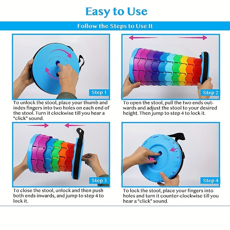 Portable Folding Stool Sturdy Retractable Camping Hiking Garden BBQ