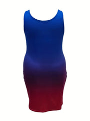 Women's Plus Ombre Print Scoop Neck Bodycon Tank Dress