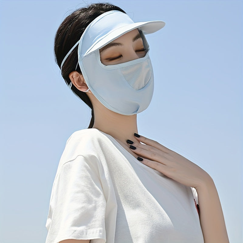 Sunproof Ice Silk Face Mask With Brim Elastic Mesh Breathable Face Covering