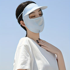 Sunproof Ice Silk Face Mask With Brim Elastic Mesh Breathable Face Covering