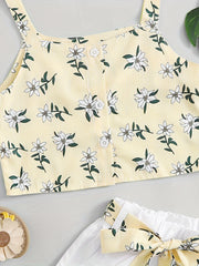 Girls Flower Cami Top & Shorts Set for Summer Beach Party