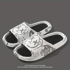 Men's Bear Print Non Slip Open Toe Slides