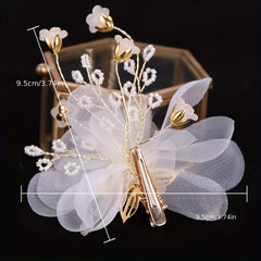 Faux Pearl Hair Clip Floral Bridal Duck Billed Clip Headgear Jewelry