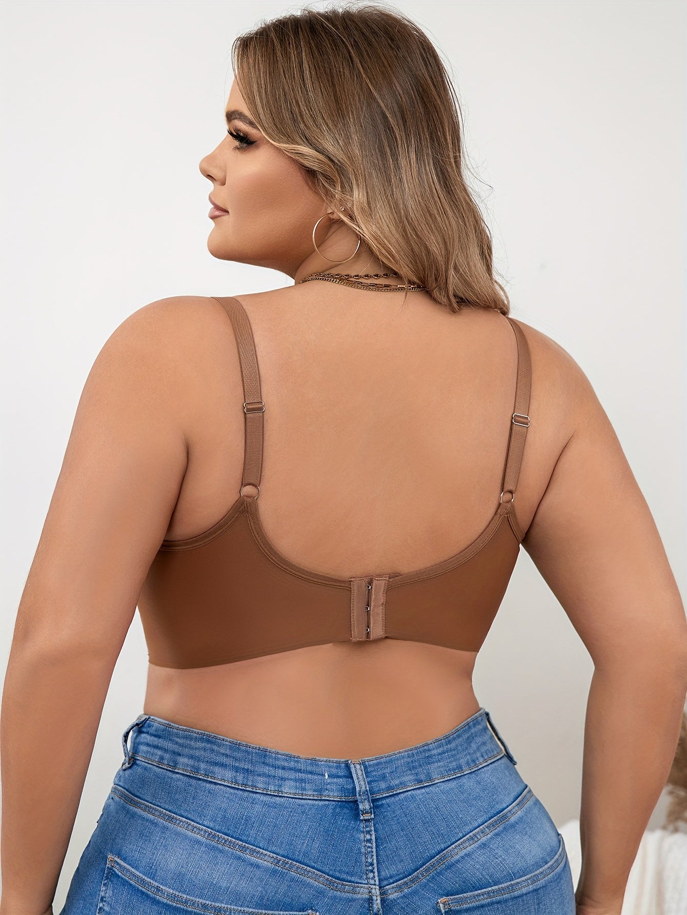 Plus Size Sexy Bra Women's Plus Contrast Lace Wireless Wave