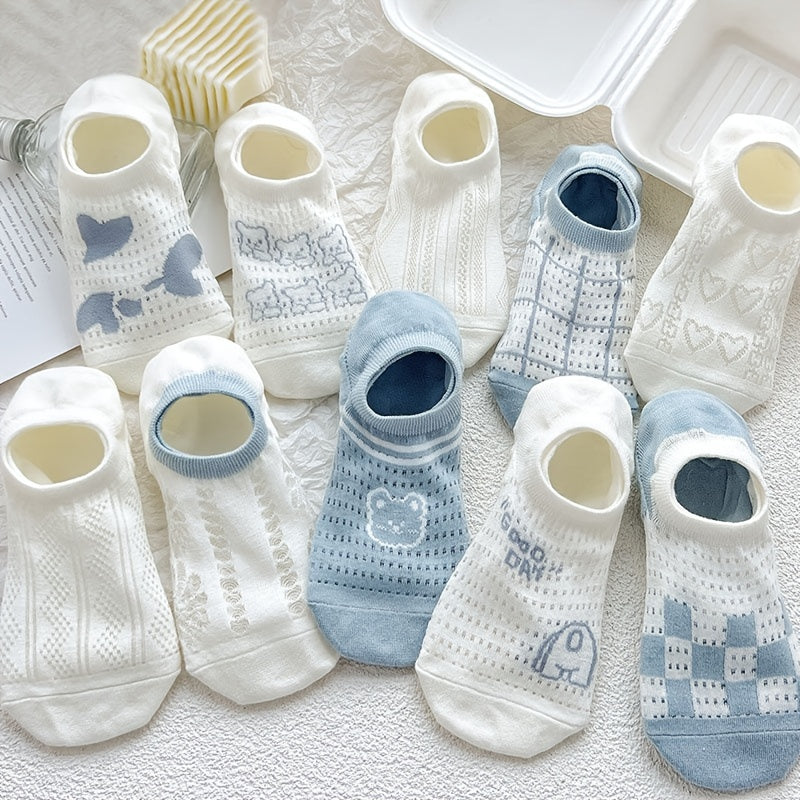 10 Pairs Breathable Mesh Short Socks Women's Ankle Stockings