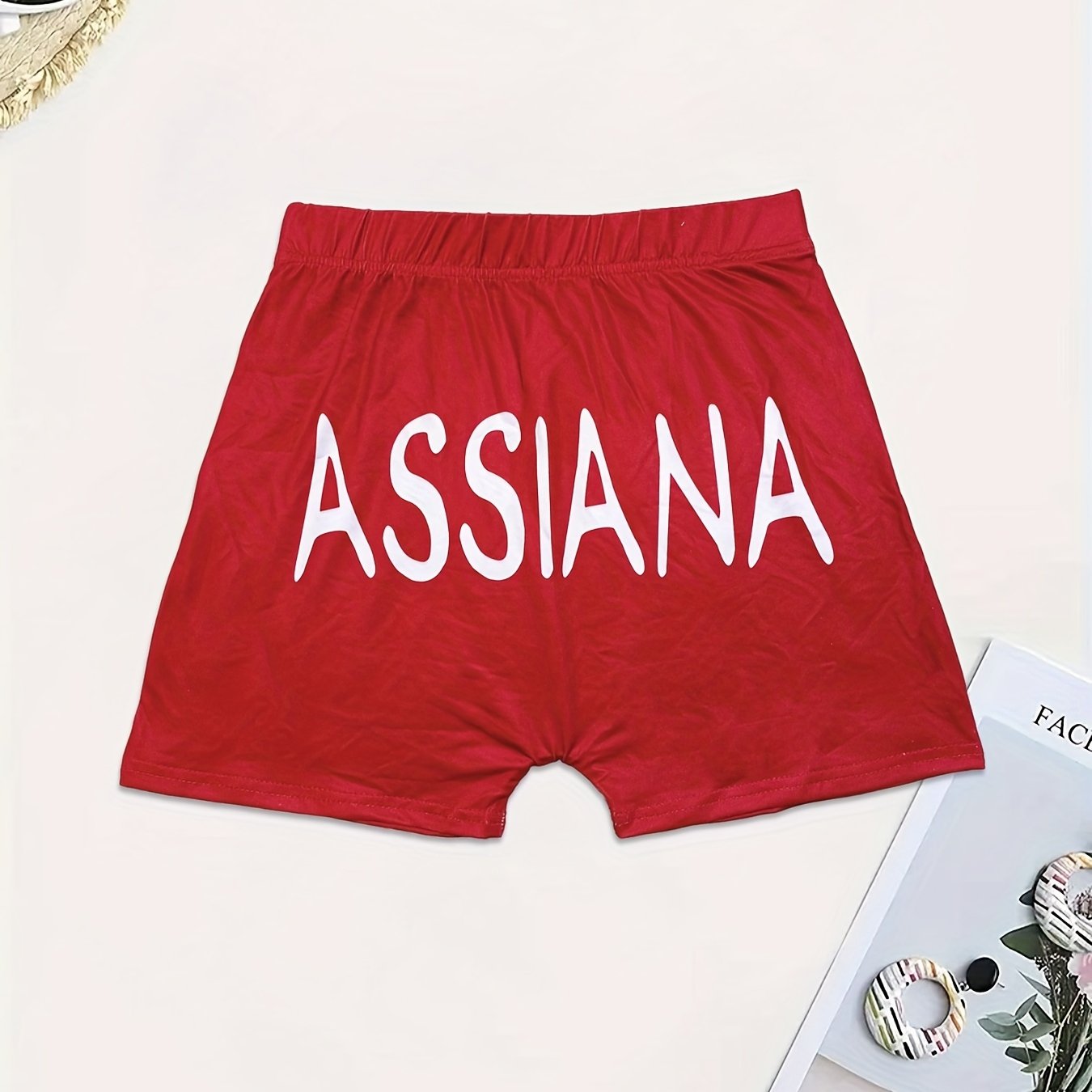 Letter Print Skinny Shorts Yoga Casual Summer Shorts Women's Clothing