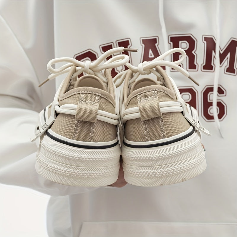 Women's Platform Canvas Shoes Lace Up Low Top Sneakers