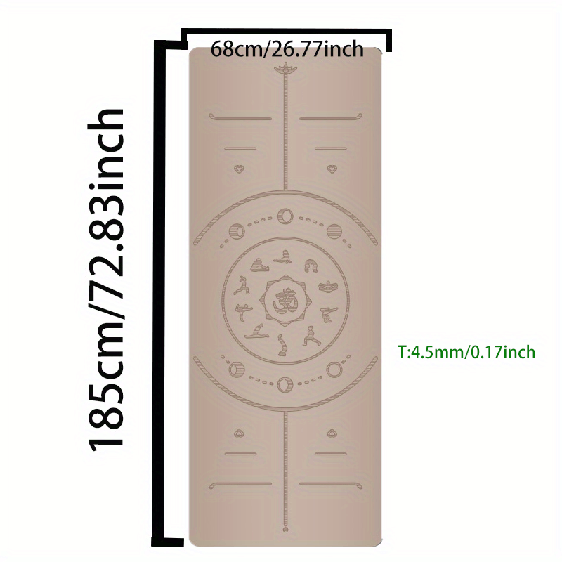 Non-Slip Rubber Yoga Mat with Position Guide Line 72.83x26.77in