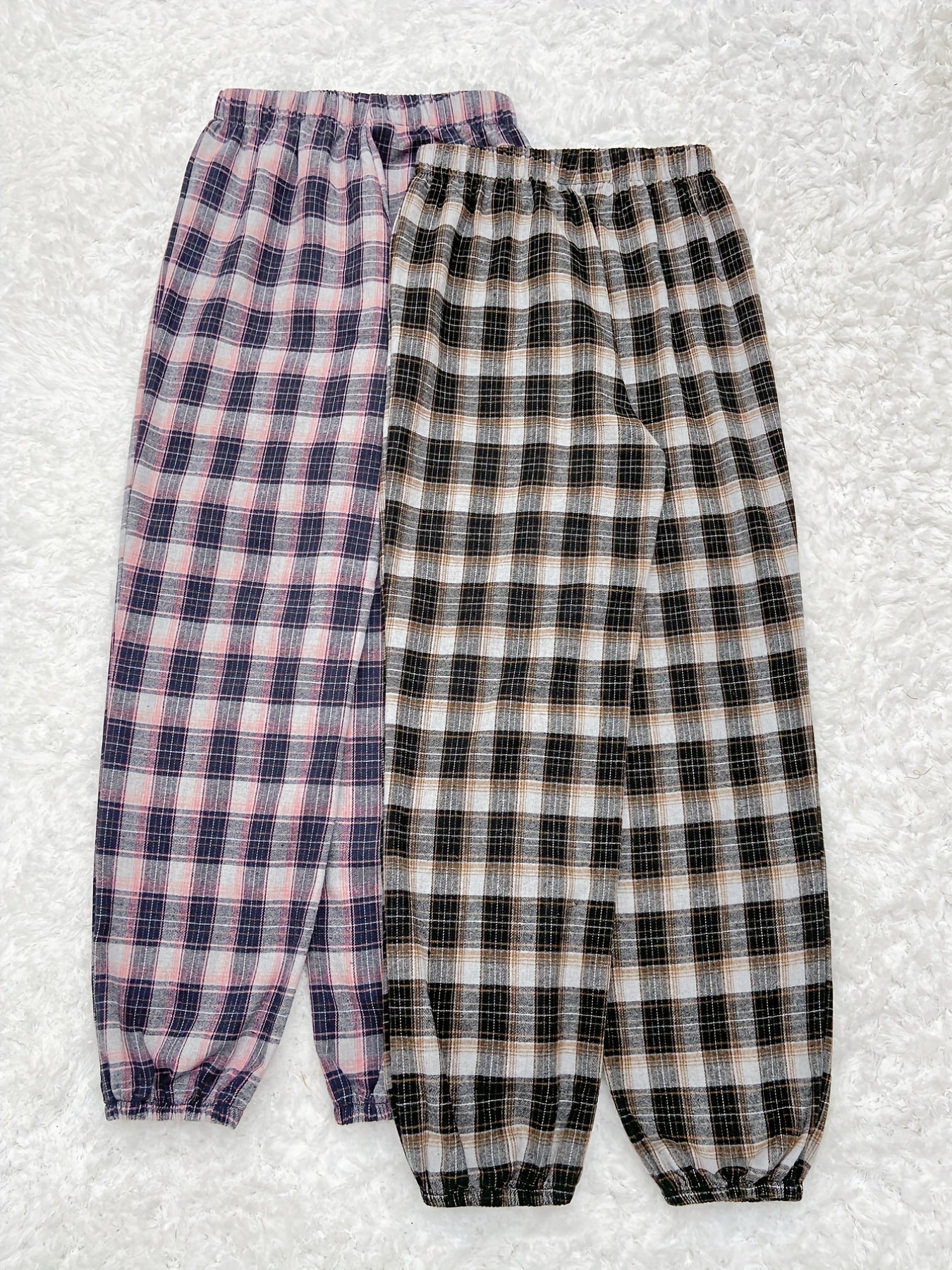 Colorblock Plaid Sleep Bottoms Women's Sleepwear