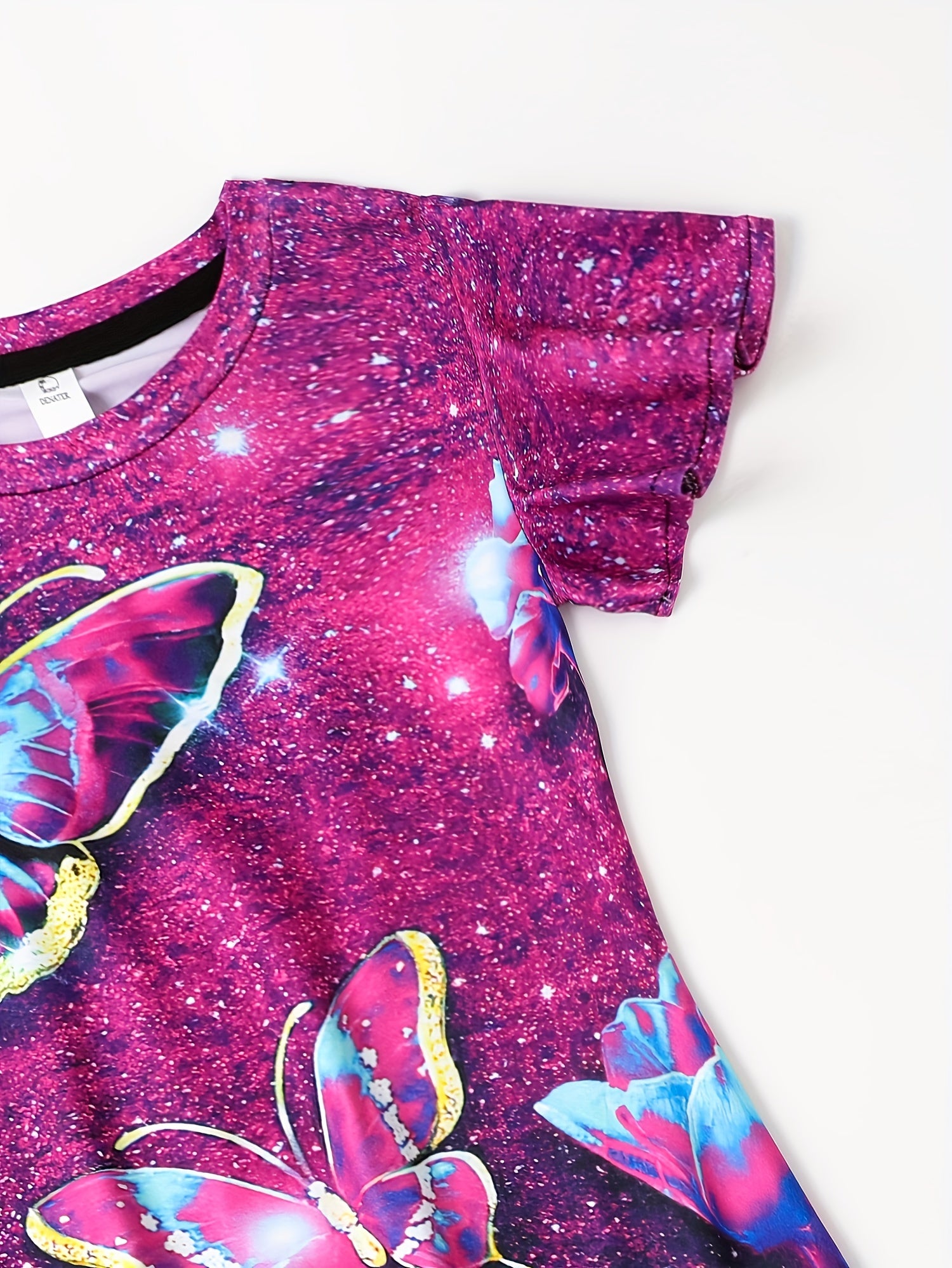 Butterfly Graphic Dress Girls Short Sleeve Summer Party Gift