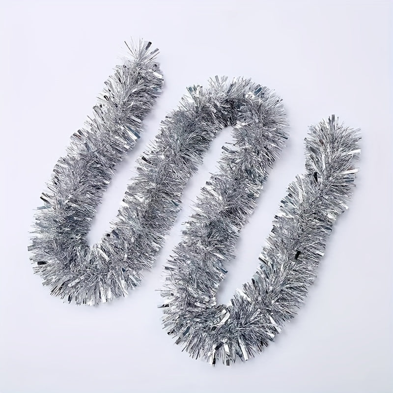 3pcs Christmas Decor Set: Wreath, Tree, Tinsel Garland, Flocked & Foil