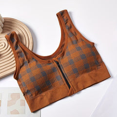 Colorblock Plaid Wireless Bra Anti Sagging Tank Bra