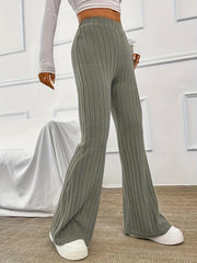 Ribbed Flare Leg Pants Spring & Fall Women's Clothing