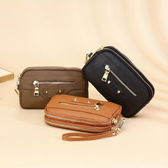 Leather Women's Long Wallet with Zipper Closure
