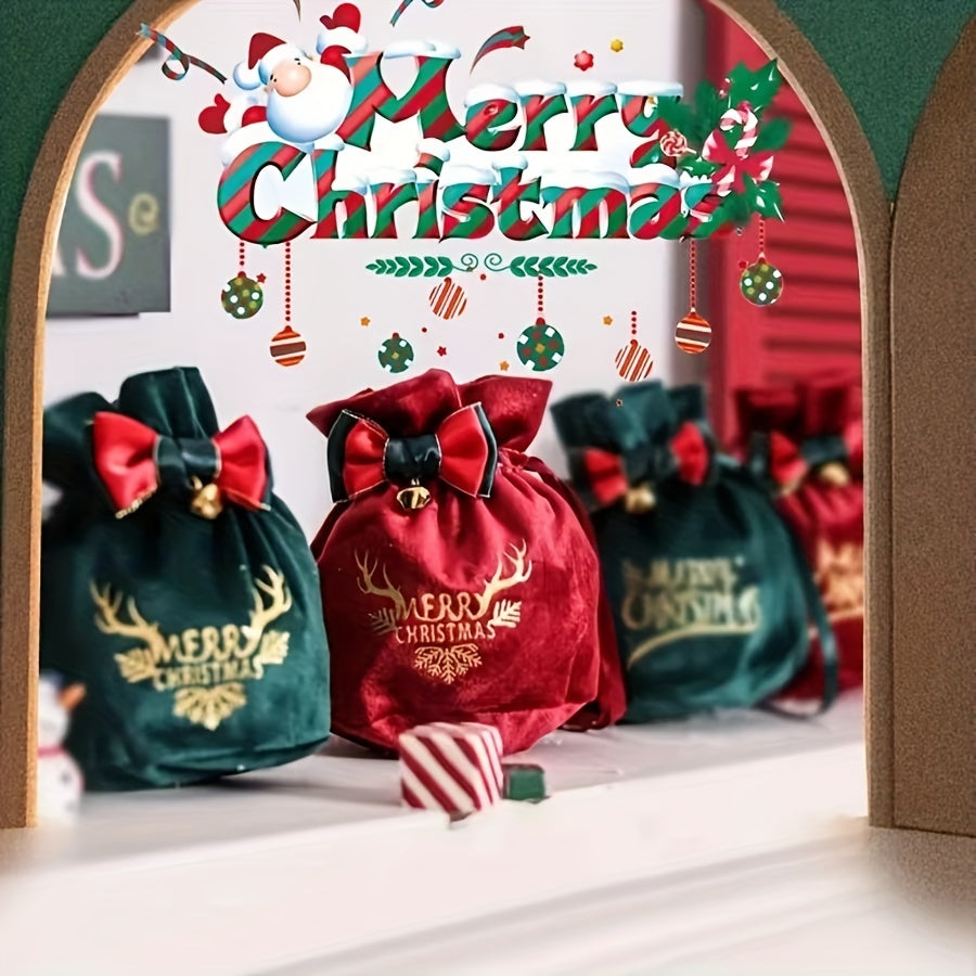Santa Claus Velvet Gift Bag Candy Tote Bag Christmas Tree Decoration