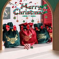 Santa Claus Velvet Gift Bag Candy Tote Bag Christmas Tree Decoration