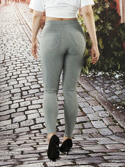 Solid Print Stretch Yoga Leggings High Waist Fitness Workout Gym Skinny Pants