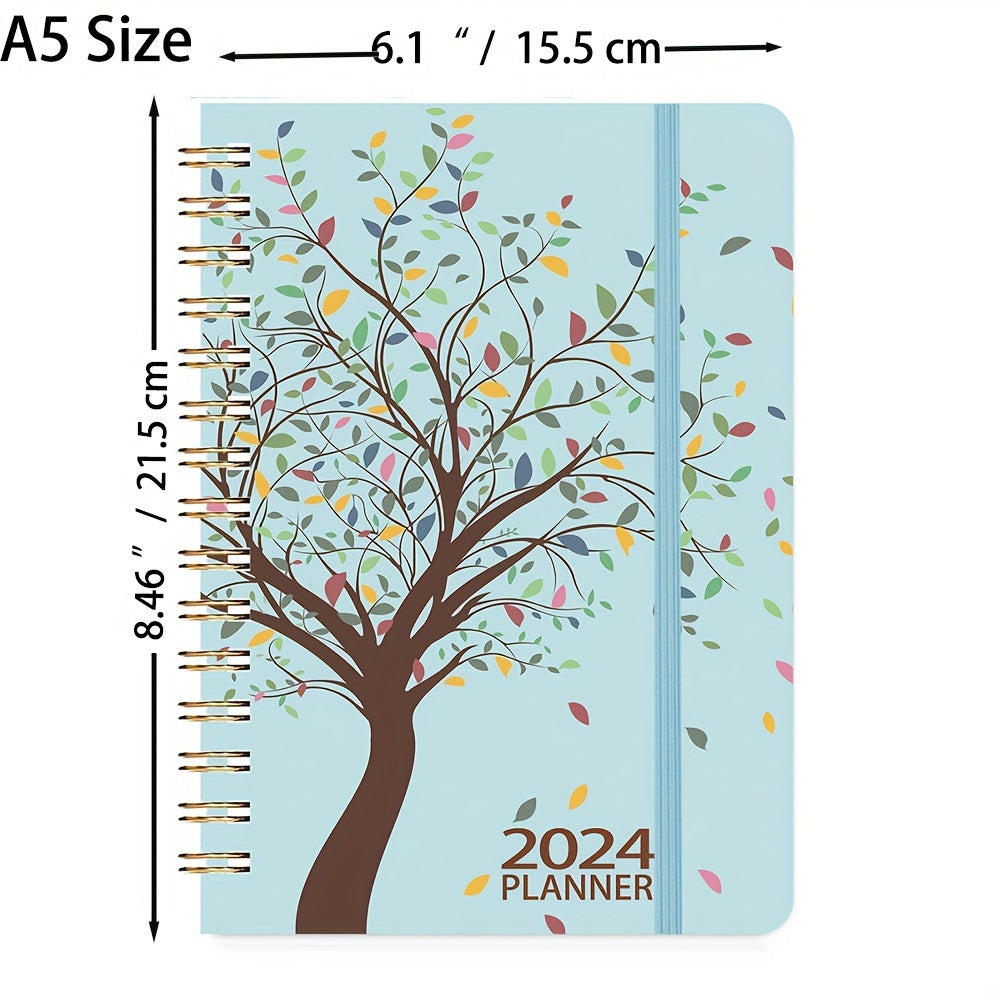 1pc Planner Weekly And Monthly Planner Yearly Spiral Bound Hardcover