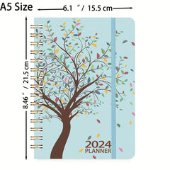 1pc Planner Weekly And Monthly Planner Yearly Spiral Bound Hardcover