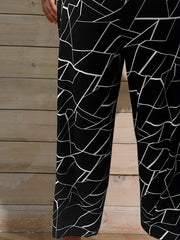 Formal Pants Women's Plus Random Print High Rise Straight Leg